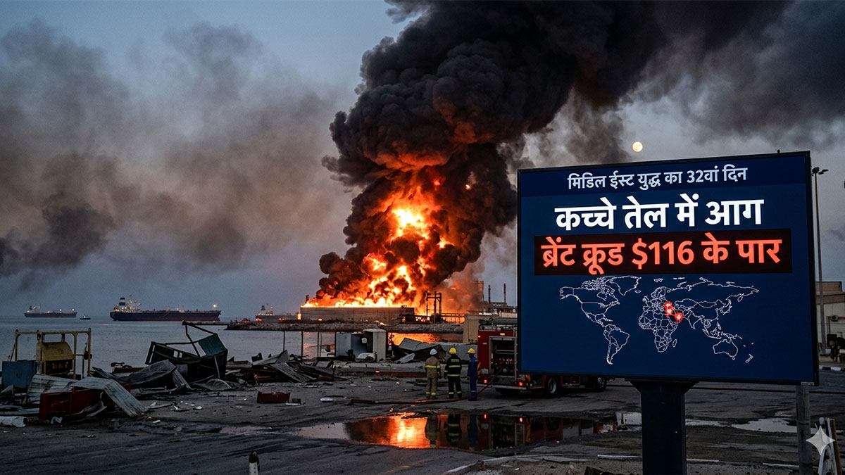 Middle East War: मिडिल ईस्ट युद्ध का 32वां दिन: कच्चे तेल में आग, ब्रेंट क्रूड 116 डॉलर के पार
