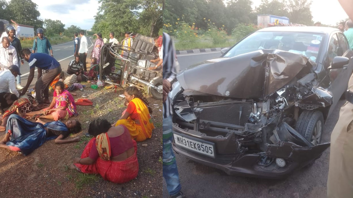 Bhandara: तेज रफ्तार कार ने ई-रिक्शा को मारी टक्कर, 9 महिला मजदूर हुईं गंभीर रूप से घायल