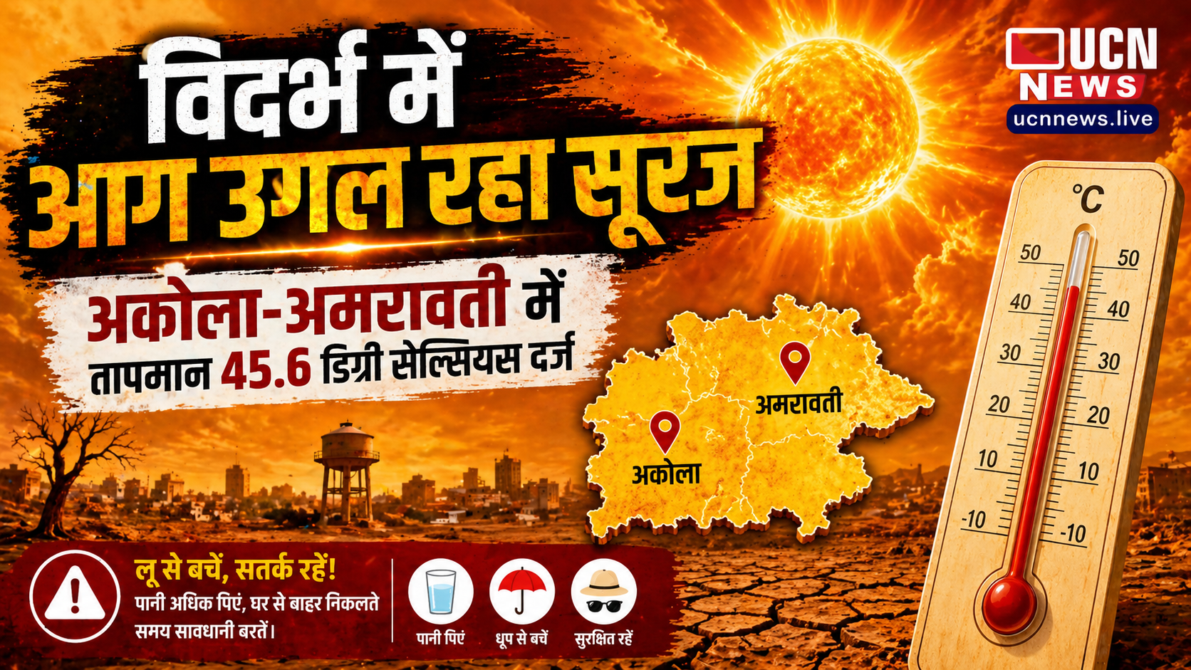 विदर्भ बना 'भट्टी': अमरावती-अकोला में आसमान से बरसी आग, पारा 45.6 डिग्री दर्ज; वर्धा 'हॉट चैंबर' में तब्दील