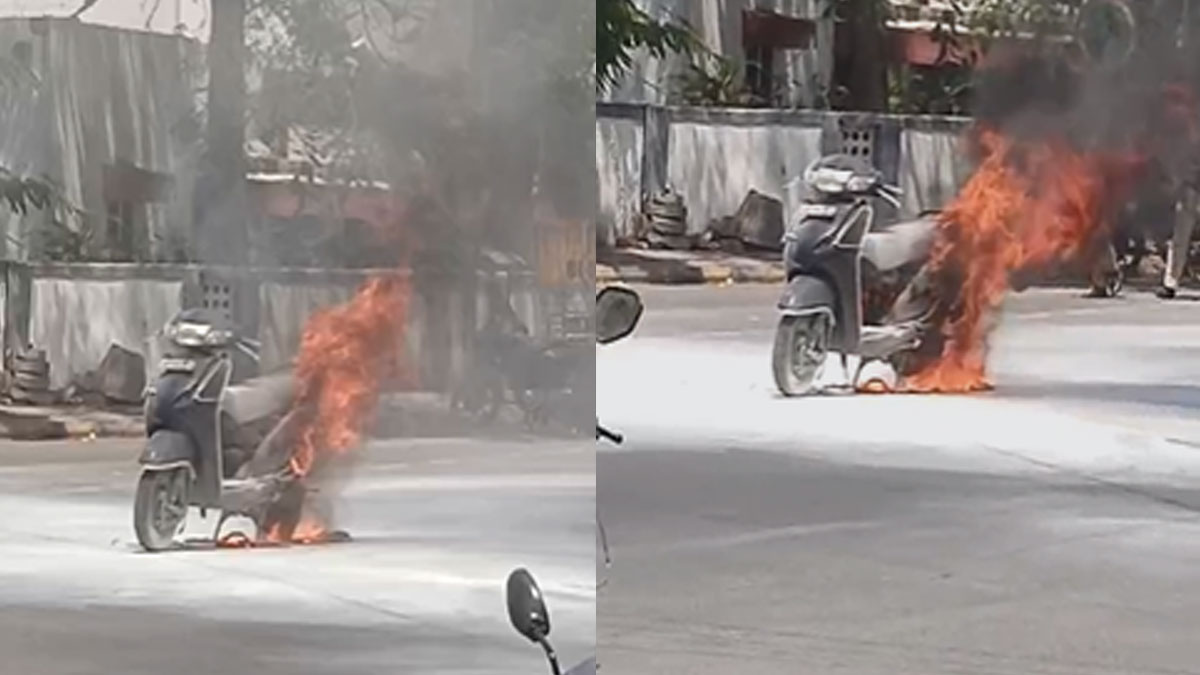 Nagpur: चलती दोपहिया में लगी आग, जलकर हुआ खाक; सक्करधरा पुलिस स्टेशन के सामने की घटना