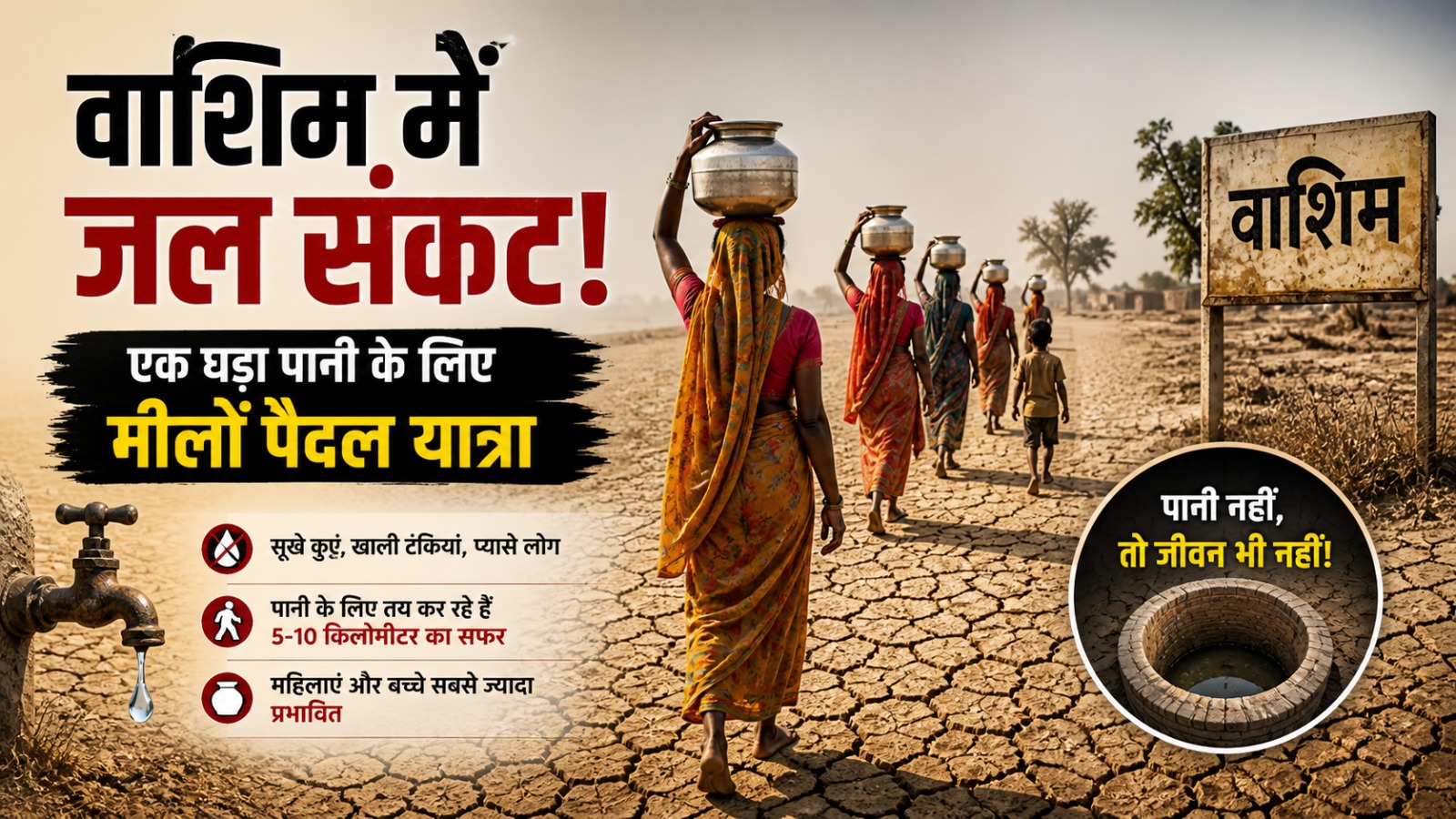 वाशिम में जल संकट: एक घड़ा पानी के लिए मीलों पैदल यात्रा, स्तिथि सुधारने प्रशासन खर्च करेगा 306 लाख रुपये