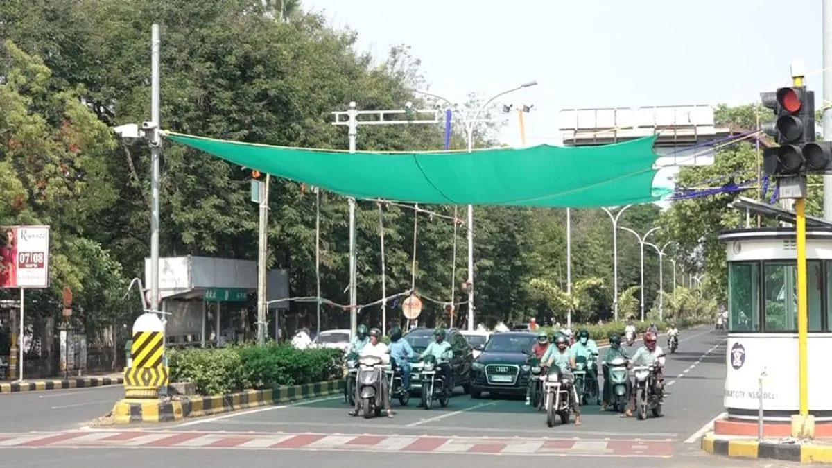 नागपुर बना आग का गोला, तापमान 45 डिग्री के पार; नागरिकों को राहत देने मनपा ने चौराहों पर लगाए ग्रीन नेट