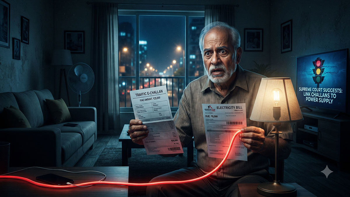 अब ट्रैफिक चालान नहीं भरा तो गुल हो जाएगी घर की 'बत्ती'! बकाया वसूलने सुप्रीम कोर्ट ने सुझाया अनोखा तरीका