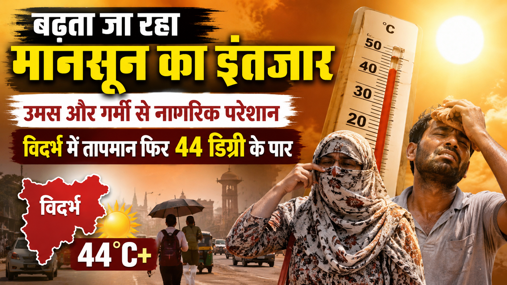 बढ़ता जा रहा मानसून का इंताजर, उमस और गर्मी से नागरिक परेशान; विदर्भ में तापमान फिर 44 डिग्री के पार
