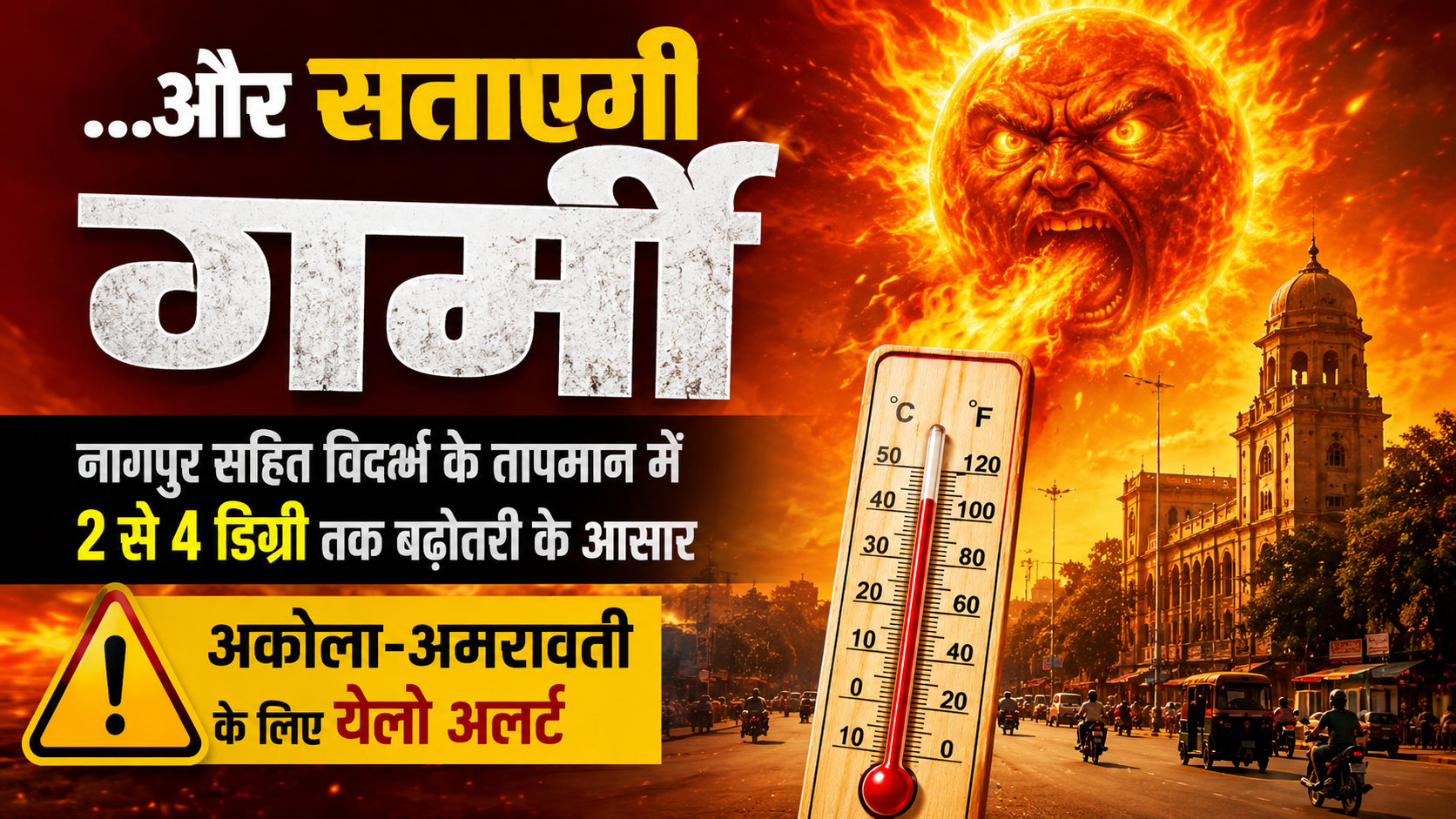 ...और सताएगी गर्मी: नागपुर सहित विदर्भ के तापमान में 2 से 4 डिग्री तक बढ़ोतरी के आसार, अकोला-अमरावती के लिए येलो अलर्ट